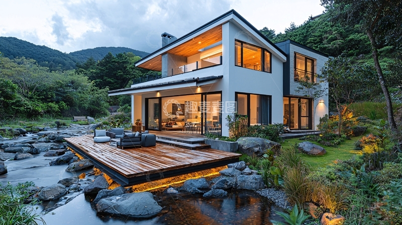 高清大图下载【趣麦麦图】山林别墅夜景