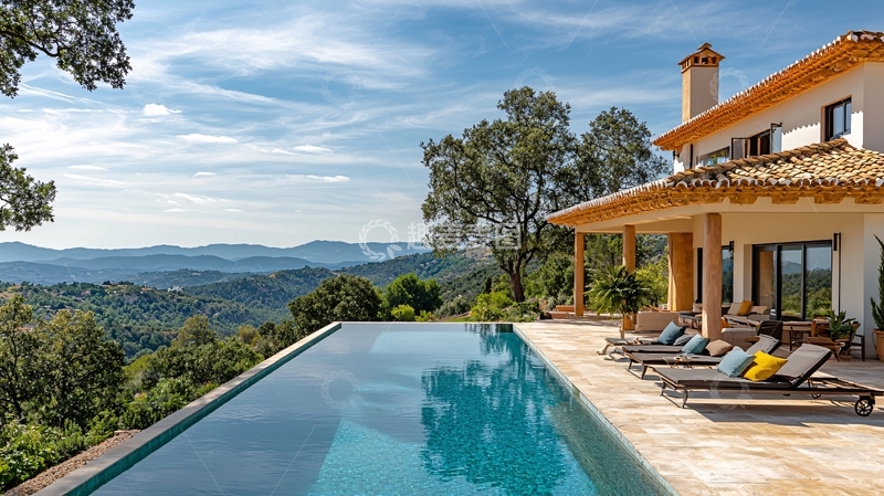 高清大图下载【趣麦麦图】山顶别墅无边泳池