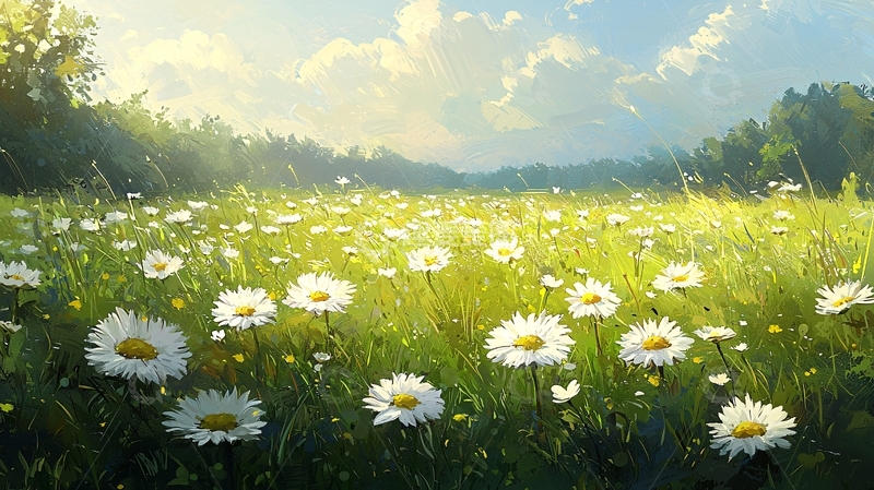 高清大图下载【趣麦麦图】阳光下的雏菊花海