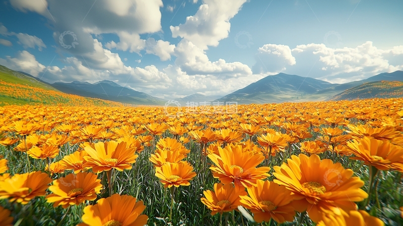 高清大图下载【趣麦麦图】阳光明媚下的金黄花海