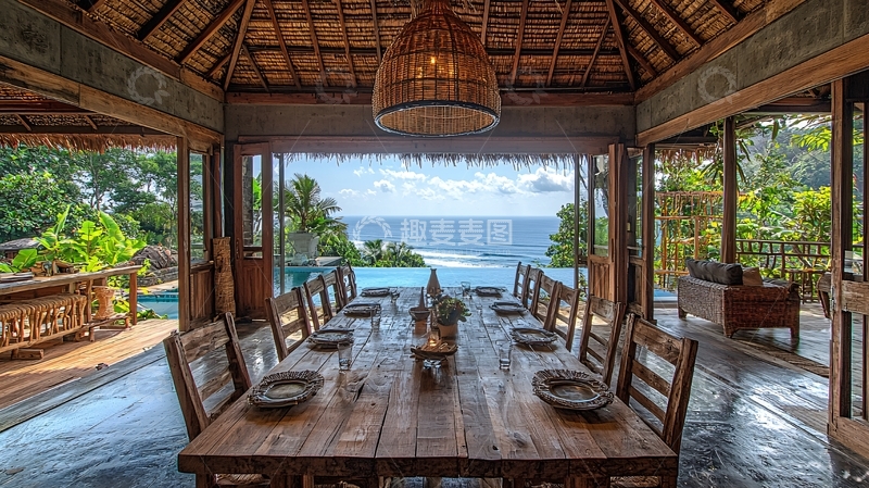 高清大图下载【趣麦麦图】海景别墅餐厅