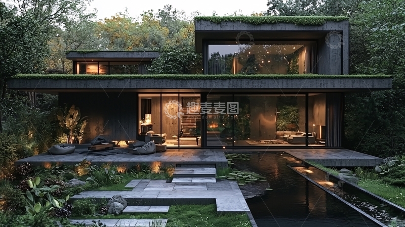 高清大图下载【趣麦麦图】现代森林别墅