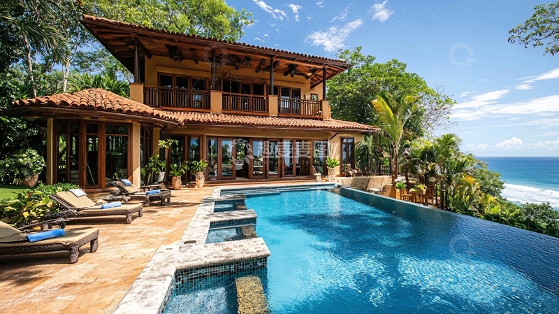 高清大图下载【趣麦麦图】海景别墅泳池度假