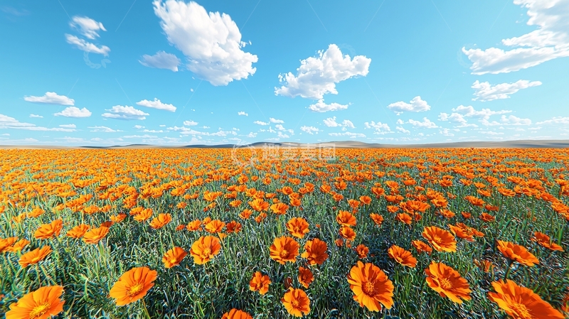 高清大图下载【趣麦麦图】橙色花海