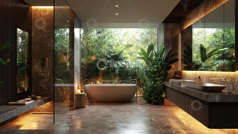高清大图下载【趣麦麦图】奢华雨林风格浴室