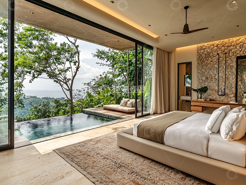 高清大图下载【趣麦麦图】私家泳池景观卧室