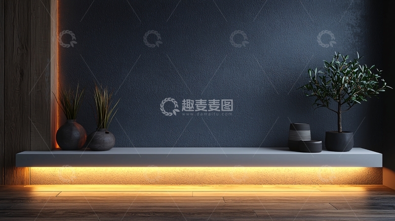 高清大图下载【趣麦麦图】暗色背景下长条形展示台