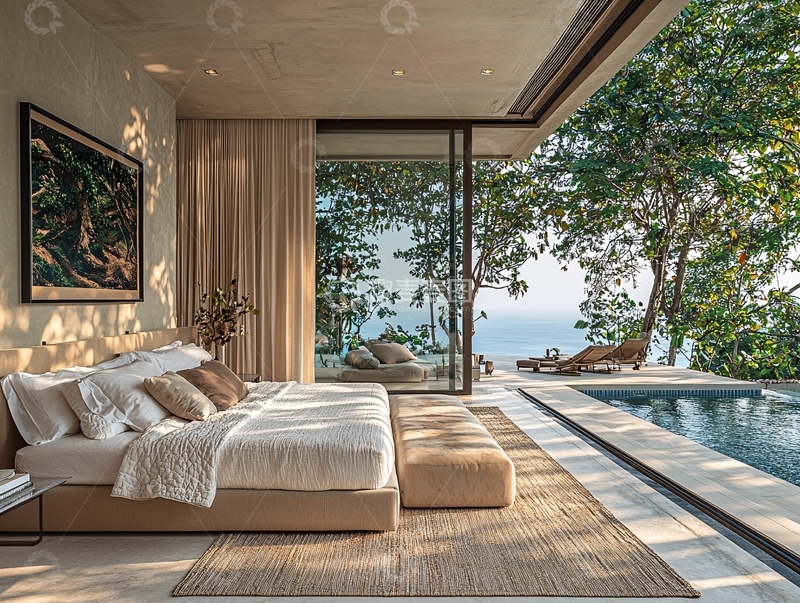 高清大图下载【趣麦麦图】极简风海景卧室设计