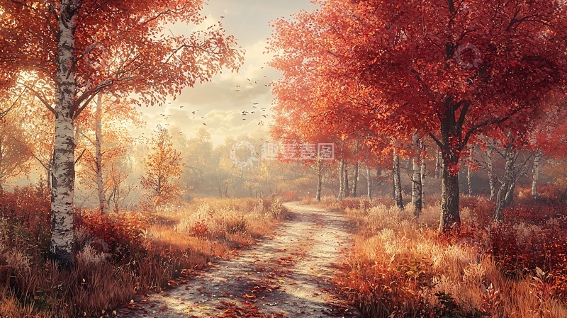 高清大图下载【趣麦麦图】秋日森林小路