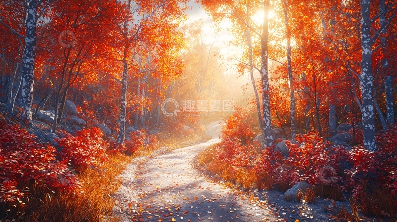 高清大图下载【趣麦麦图】秋日森林小路