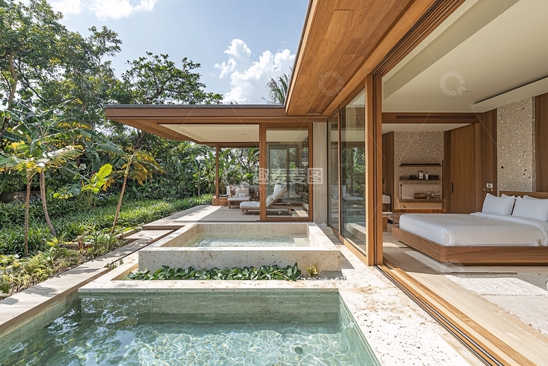 高清大图下载【趣麦麦图】现代简约别墅泳池