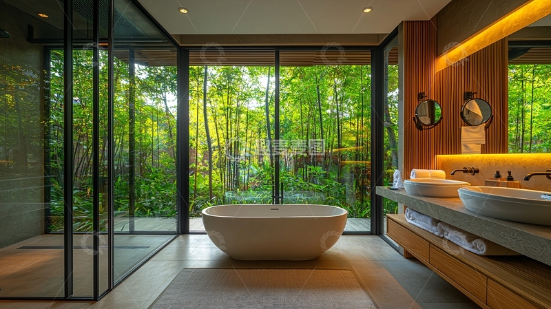 高清大图下载【趣麦麦图】现代简约森林系浴室