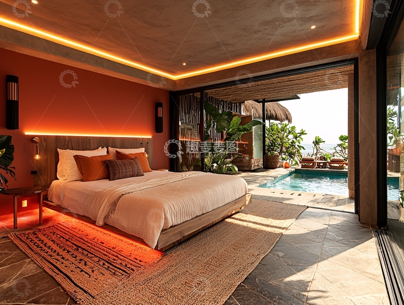 高清大图下载【趣麦麦图】私家泳池卧室