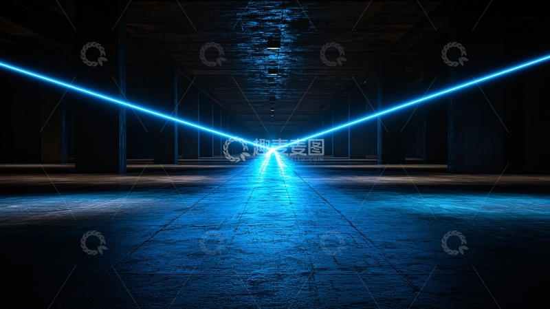 高清大图下载【趣麦麦图】蓝色激光走廊