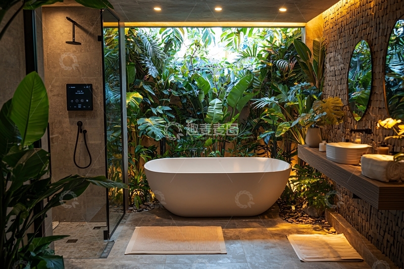 高清大图下载【趣麦麦图】热带雨林风格浴室