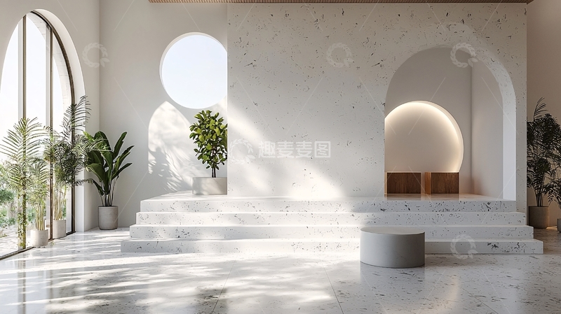 高清大图下载【趣麦麦图】极简主义白色拱形室内设计