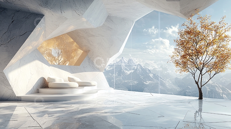 高清大图下载【趣麦麦图】极简现代建筑山景室内设计