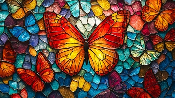 彩色马赛克蝴蝶