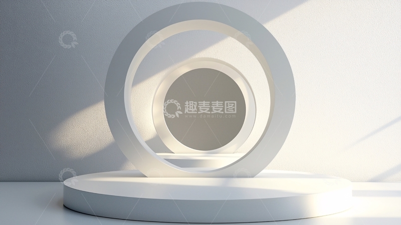 高清大图下载【趣麦麦图】极简白色圆环展示台