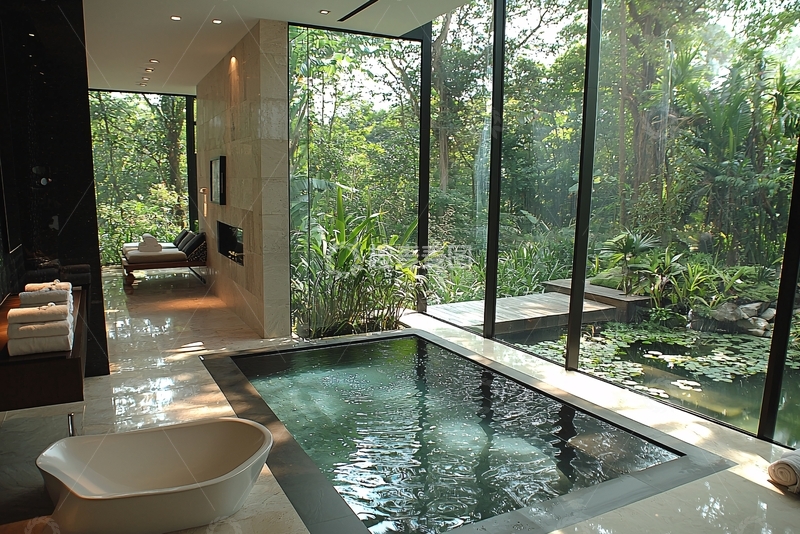 高清大图下载【趣麦麦图】现代别墅室内泳池