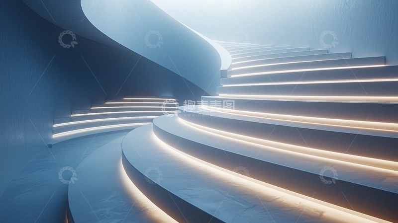 高清大图下载【趣麦麦图】抽象的曲线楼梯