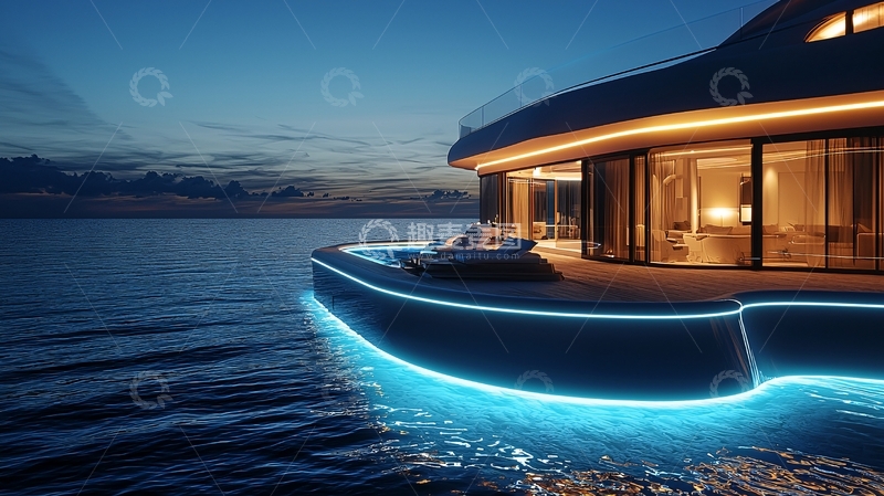 高清大图下载【趣麦麦图】豪华游艇夜景