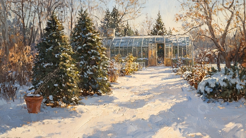 高清大图下载【趣麦麦图】冬日花园雪景