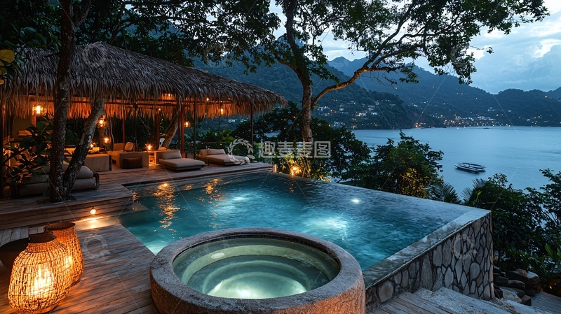 高清大图下载【趣麦麦图】山顶无边泳池度假别墅