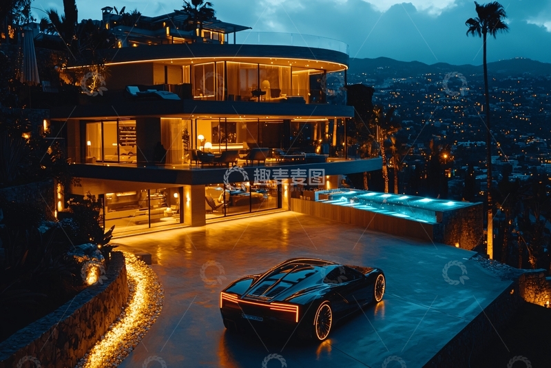 高清大图下载【趣麦麦图】夜景豪宅