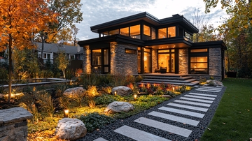 现代简约别墅夜景