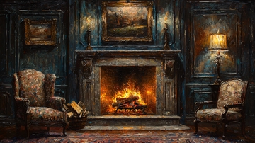 壁炉旁的两个扶手椅