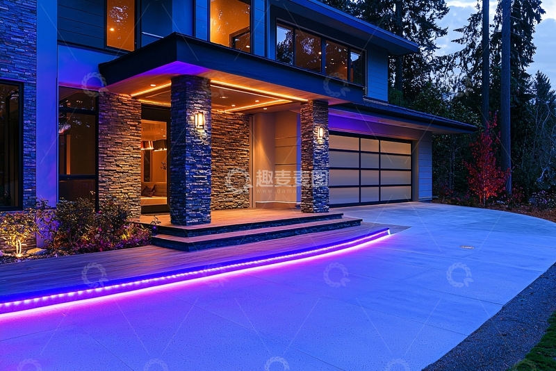 高清大图下载【趣麦麦图】现代别墅夜景