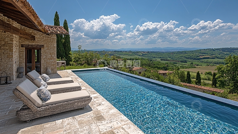 高清大图下载【趣麦麦图】泳池别墅景观