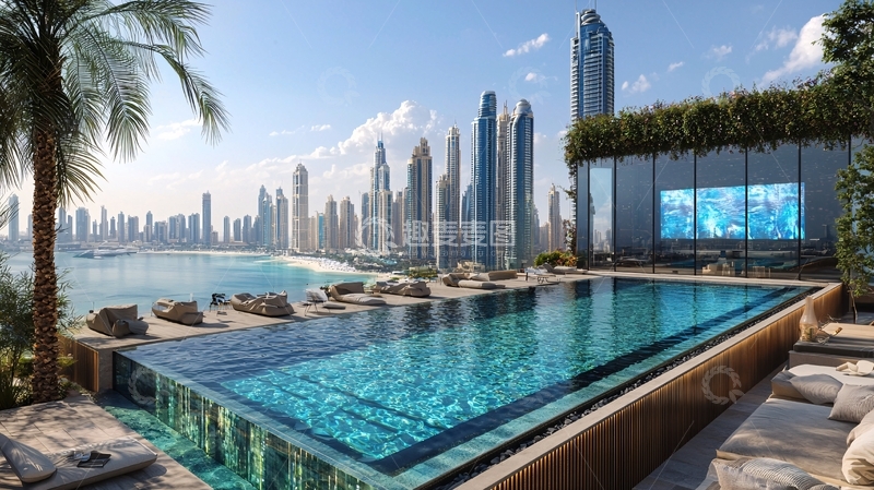 高清大图下载【趣麦麦图】迪拜奢华泳池景观