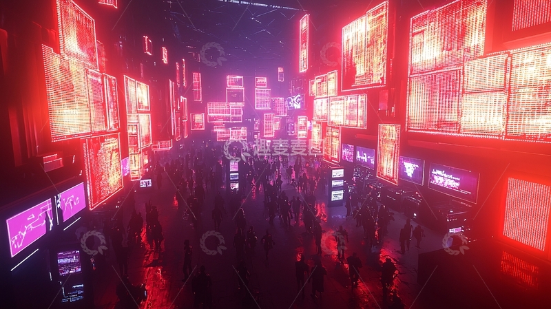 高清大图下载【趣麦麦图】霓虹灯闪烁的都市夜景