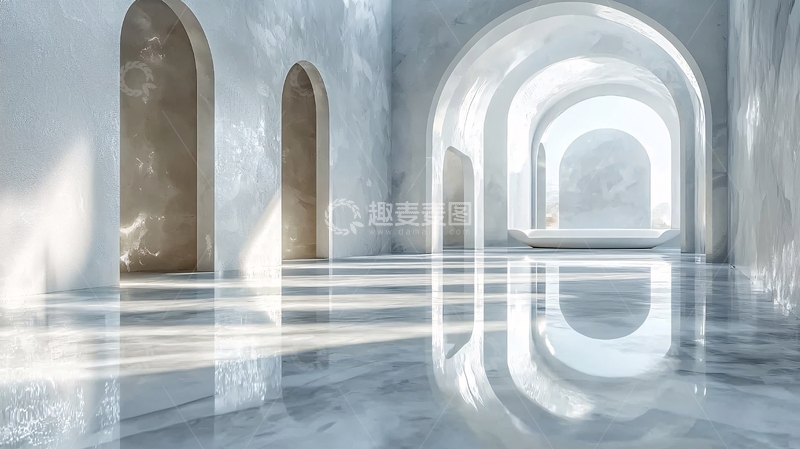 高清大图下载【趣麦麦图】极简主义拱形走廊