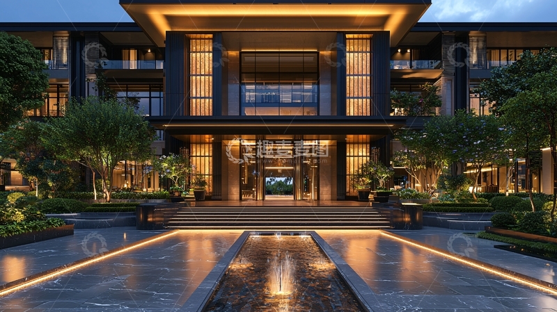 高清大图下载【趣麦麦图】高端大气现代别墅夜景