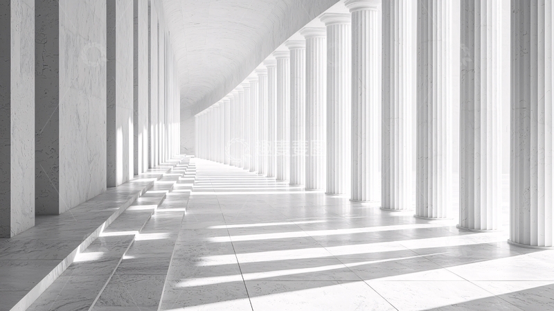 高清大图下载【趣麦麦图】白色廊柱长廊