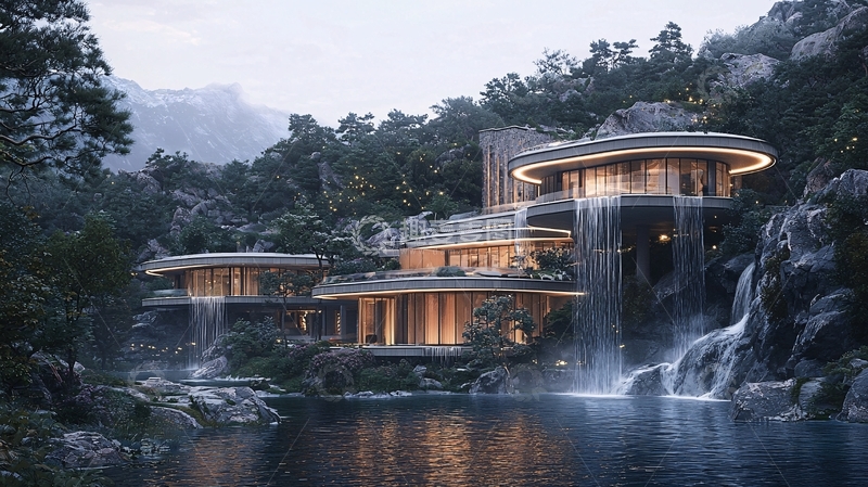 高清大图下载【趣麦麦图】山林环绕的现代别墅