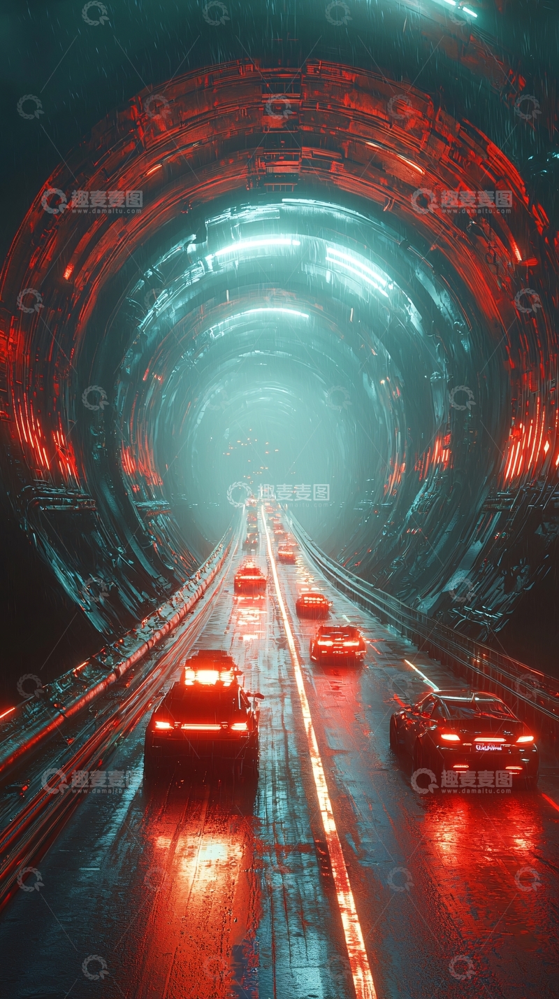 高清大图下载【趣麦麦图】未来科技感隧道公路