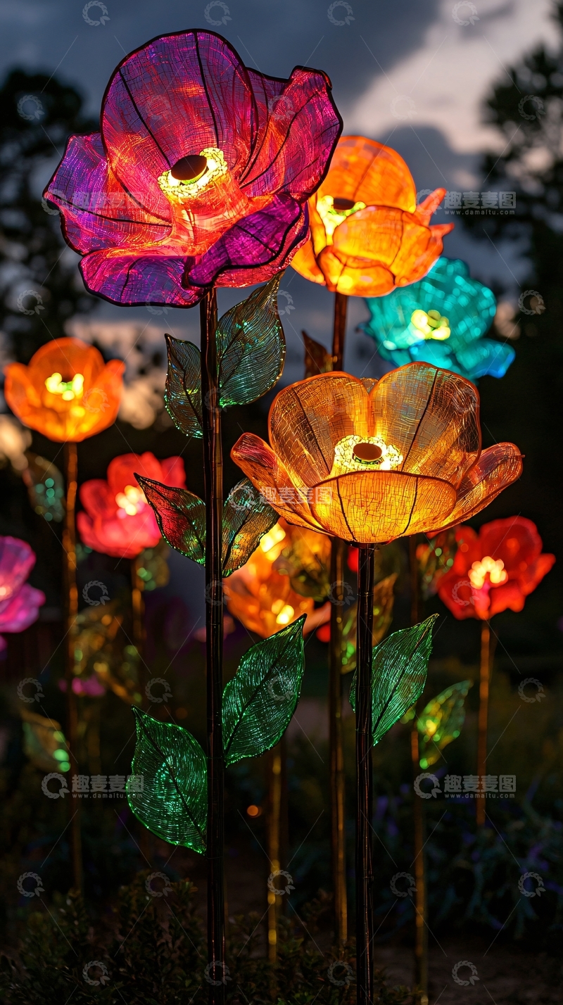 高清大图下载【趣麦麦图】夜晚灯光花卉