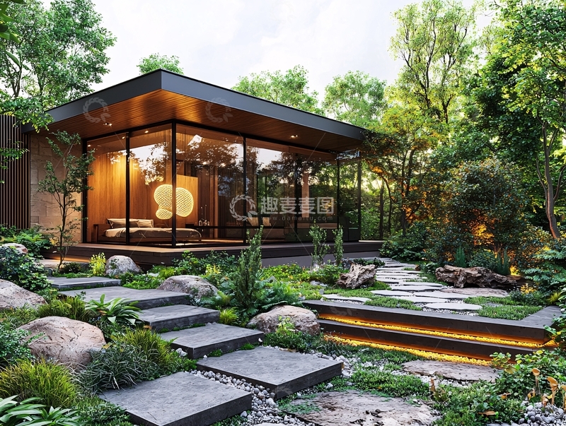 高清大图下载【趣麦麦图】现代简约森林系住宅