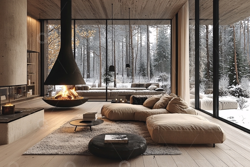 高清大图下载【趣麦麦图】极简风森林系客厅