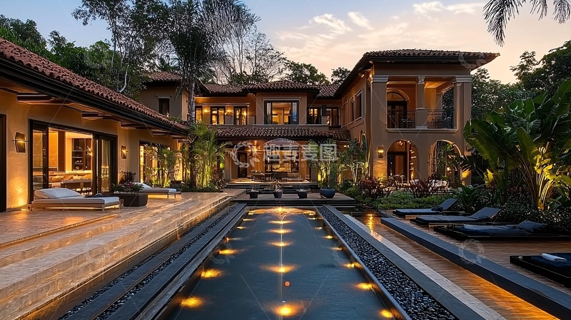 高清大图下载【趣麦麦图】豪华别墅夜景