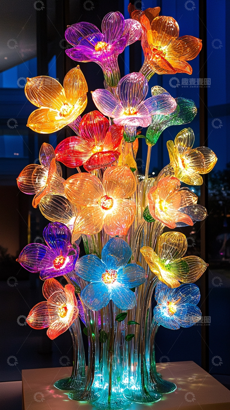 高清大图下载【趣麦麦图】彩色玻璃花