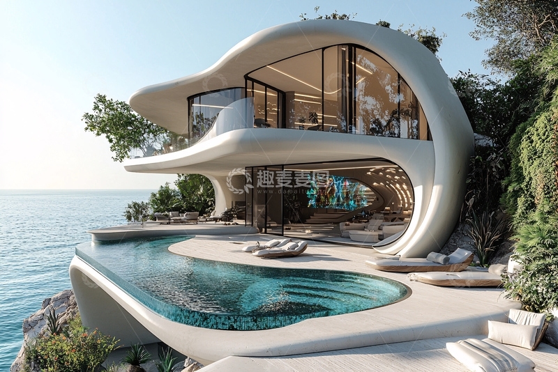 高清大图下载【趣麦麦图】海边现代风格别墅
