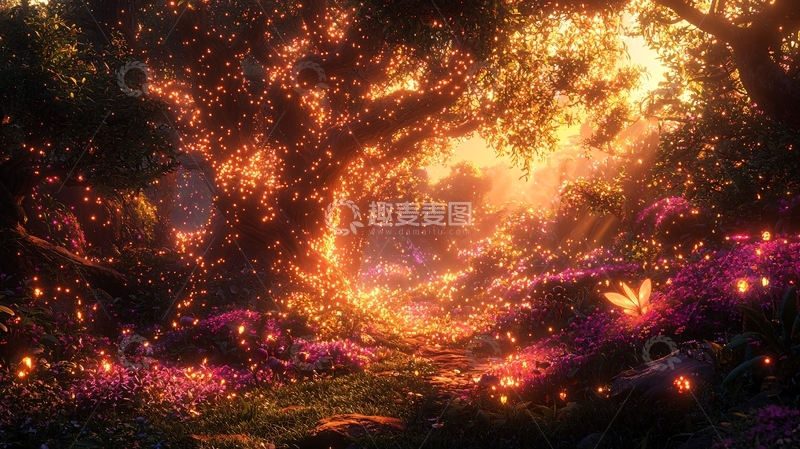 高清大图下载【趣麦麦图】火焰树林