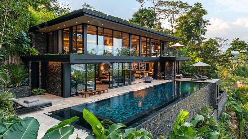 高清大图下载【趣麦麦图】山顶泳池别墅