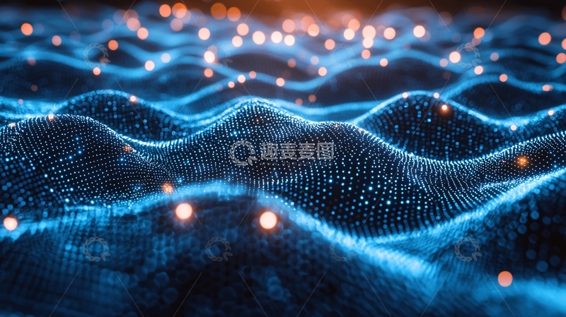 高清大图下载【趣麦麦图】蓝色波浪数据流