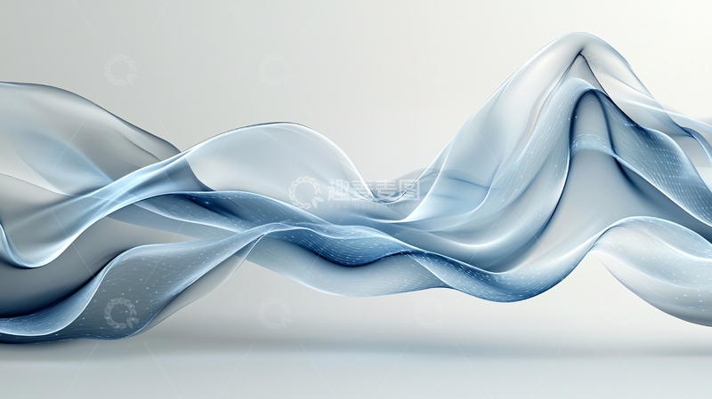高清大图下载【趣麦麦图】蓝灰色飘逸丝绸质感线条